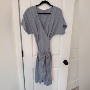 Linenfox Light Blue Mimosa Linen Wrap Dress.  Sz M/L